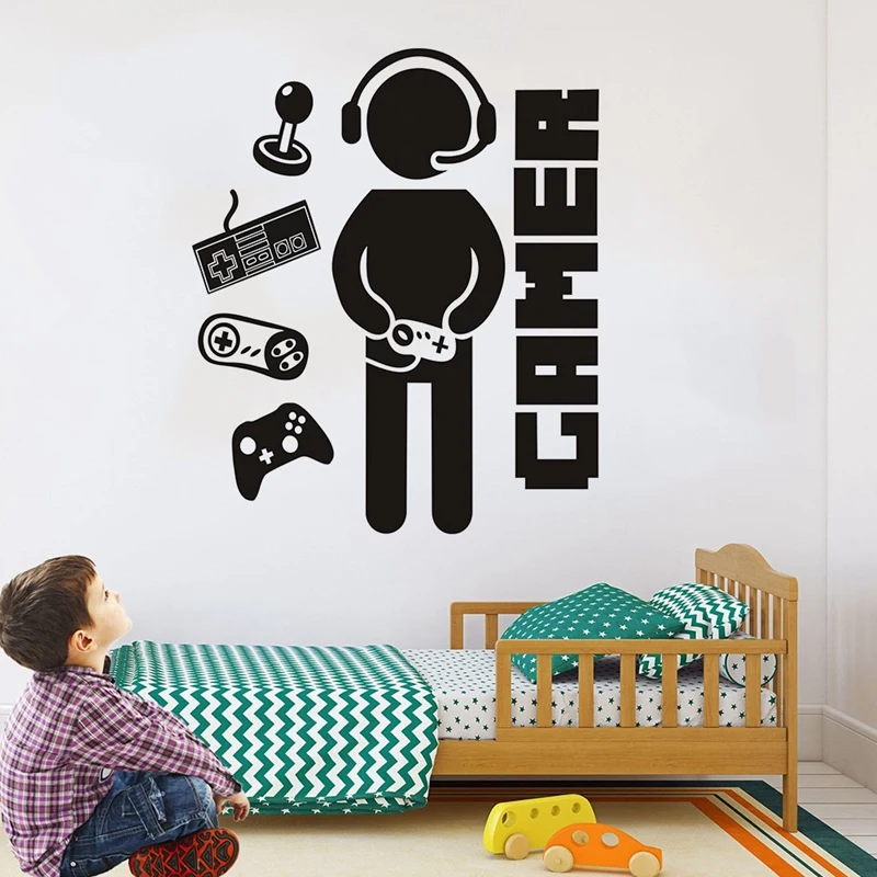 SEWS-Gamer Decals For Boys Room Creative Game Wall Sticker For Kids Room Boys Bedroom Playroom Wall Decor