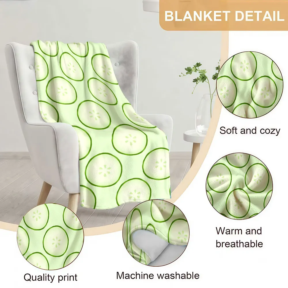 Cucumber Slice Soft Warm Flannel Blanket Lightweight Cozy Christmas Halloween Home Decor Room