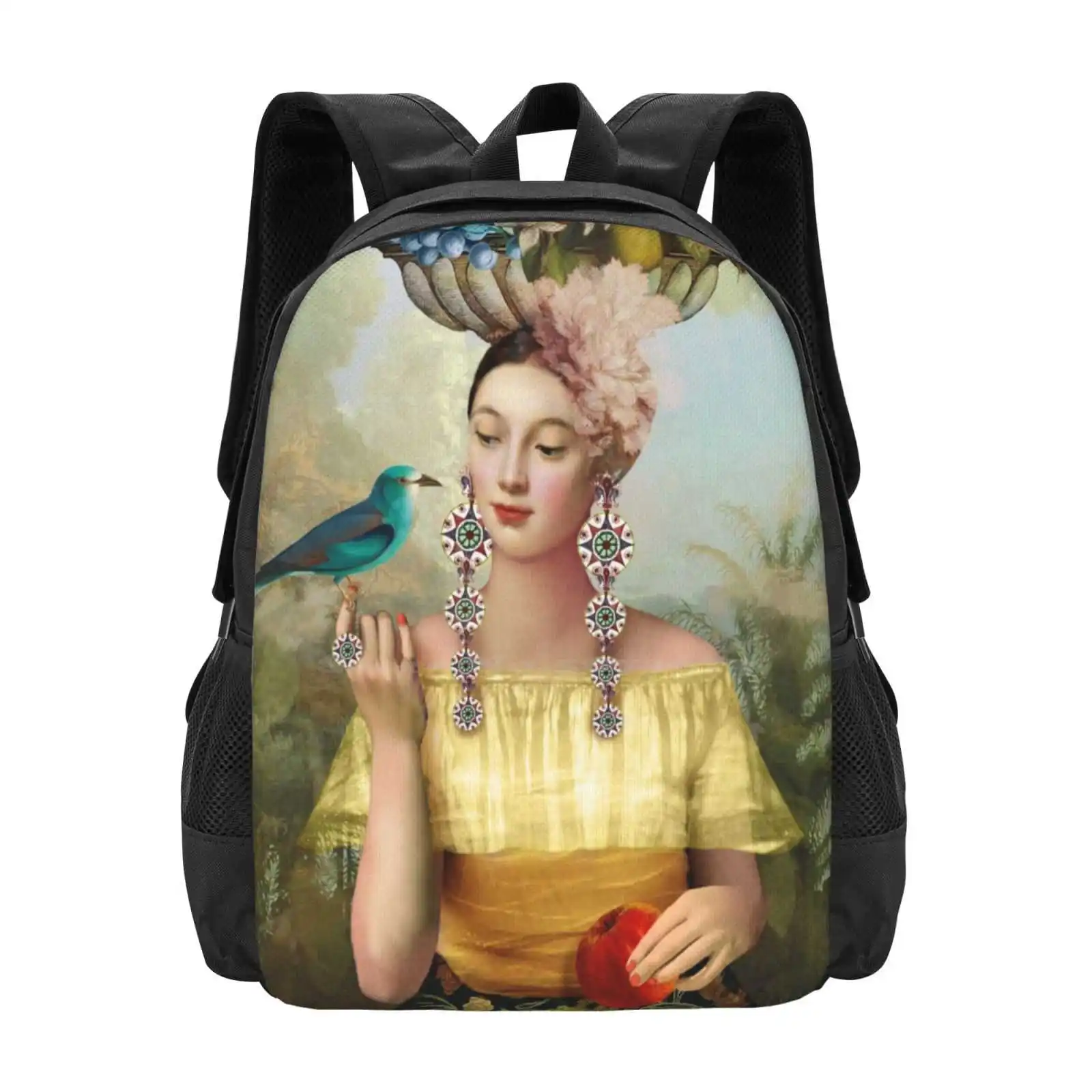 Nine Of Pentacles Hot Sale Schoolbag Backpack Fashion Bags Digital Artwork Nine Of Pentacles Catrin Welz Stein Wilt Stone