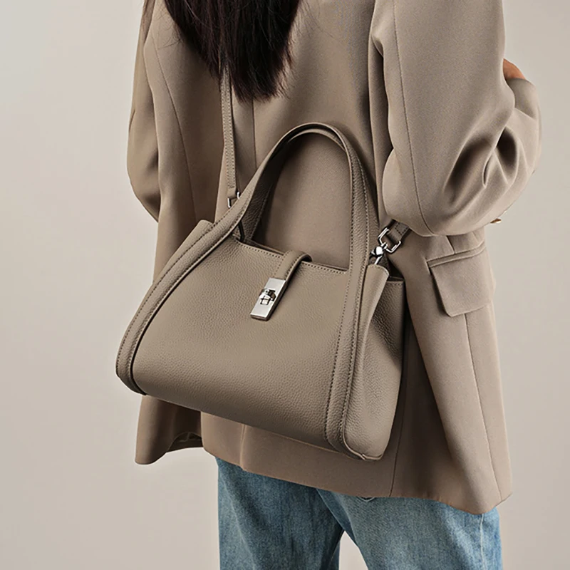 FOXER Women's Genuine Leather Women Small Top Handbag Lady Luxury Cowhide Shoulder Bag Female Solid Soft Crossbody Composite Bag