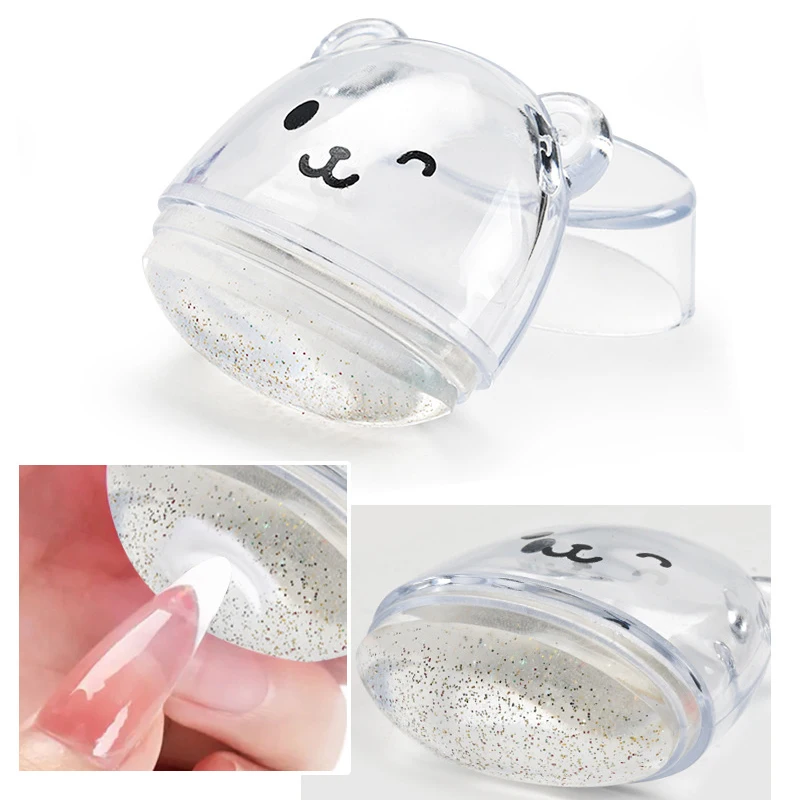 Stamper de Unhas Urso com Raspador, Geléia, Silicone, Impressão, Polonês, Estampagem, Ponta Francesa, Estêncil, Modelo, Manicure, Ferramentas de Estêncil