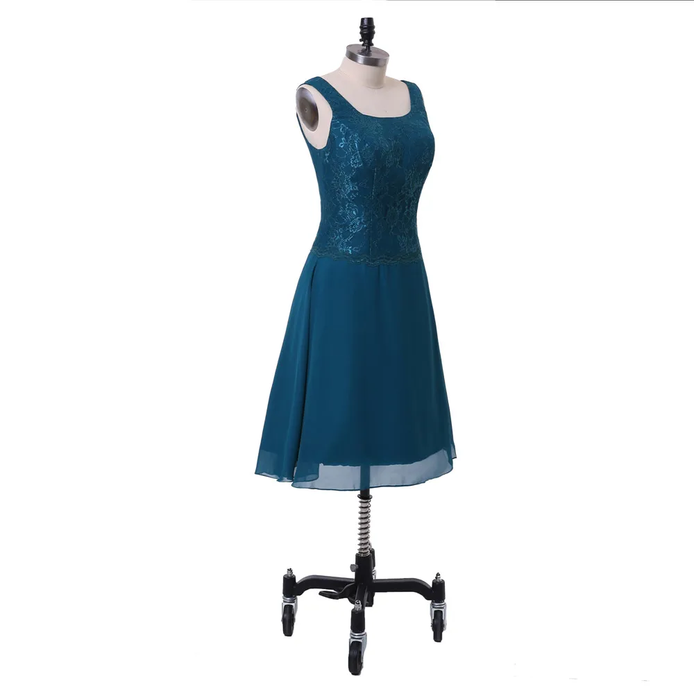 Teal azul mãe da noiva vestidos a linha chá comprimento chiffon rendas com jaqueta curto noivo vestidos de mãe para o casamento