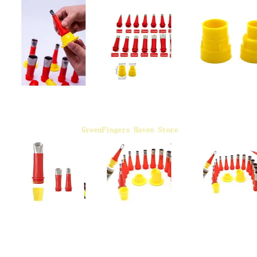 

F68D 24Pcs Caulking Finisher Include 16 Pcs Reusable Stainless Steel Caulking Nozzle Applicators with 8 Connection Bases