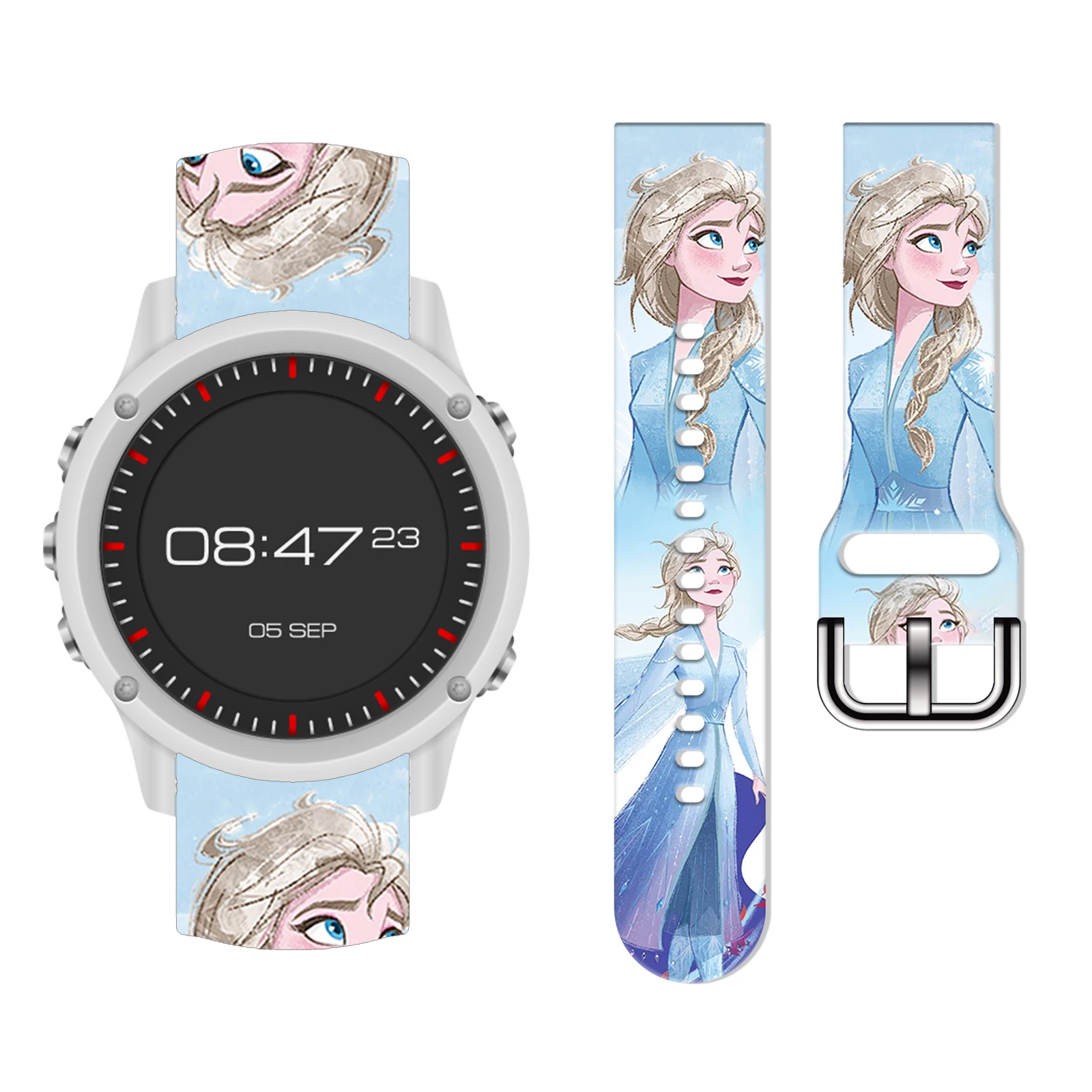 

20mm 22mm Frozen Series Printed Strap for Samsung Galaxy 7/6/5 40mm 44mm Band Replaceable Bracelet for Xiaomi Amazfit Watchband