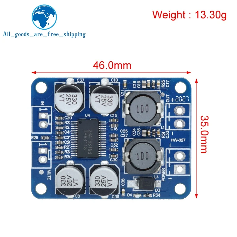 TZT DC 12V-24V TPA3118 60W Mono Digital Audio Power Amplifier Board Amp Module