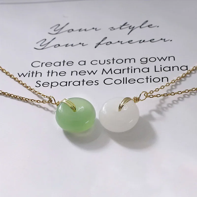 VENTFILLE 925 Stamp Silver Color Hetian Jade Necklace for Women Fashion Peace Ｈappine Jewelry Gift Dropshipping Wholesale