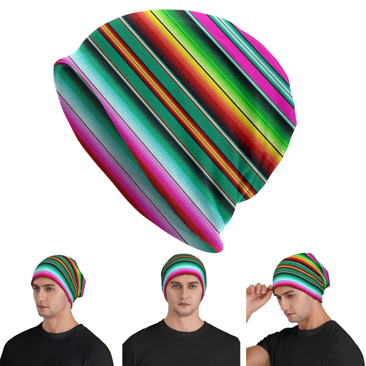 

Мексиканское коренное одеяло Skullies, шапки, шапки, теплая осенне-зимняя уличная шапка, вязаные шапки для взрослых унисекс