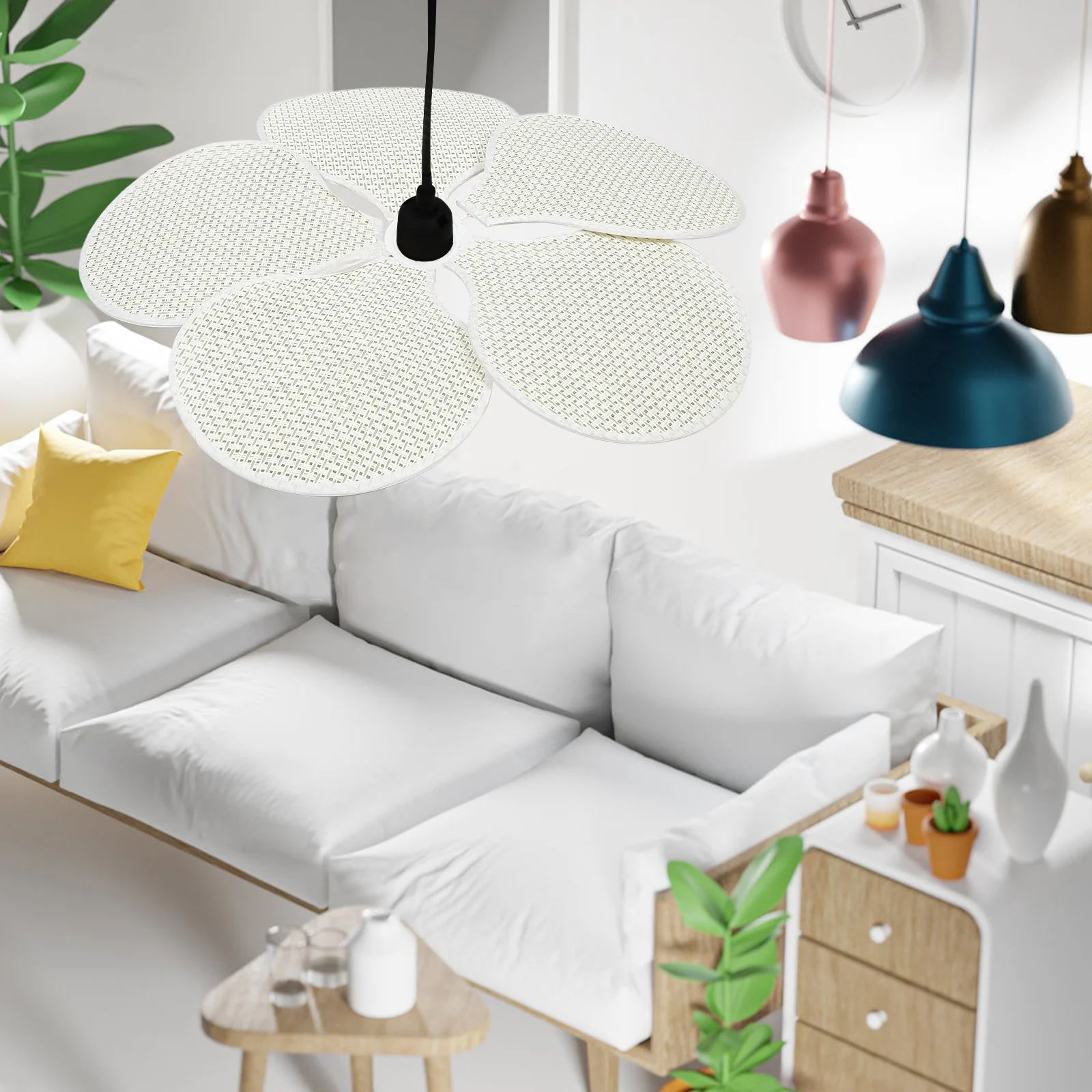 

1 set 1 Set Boho Ceiling Light Fixture Petal Lamp Shade E27 Cloth Hanging Light Cover Replacement Chandelier Shade Small Pendant