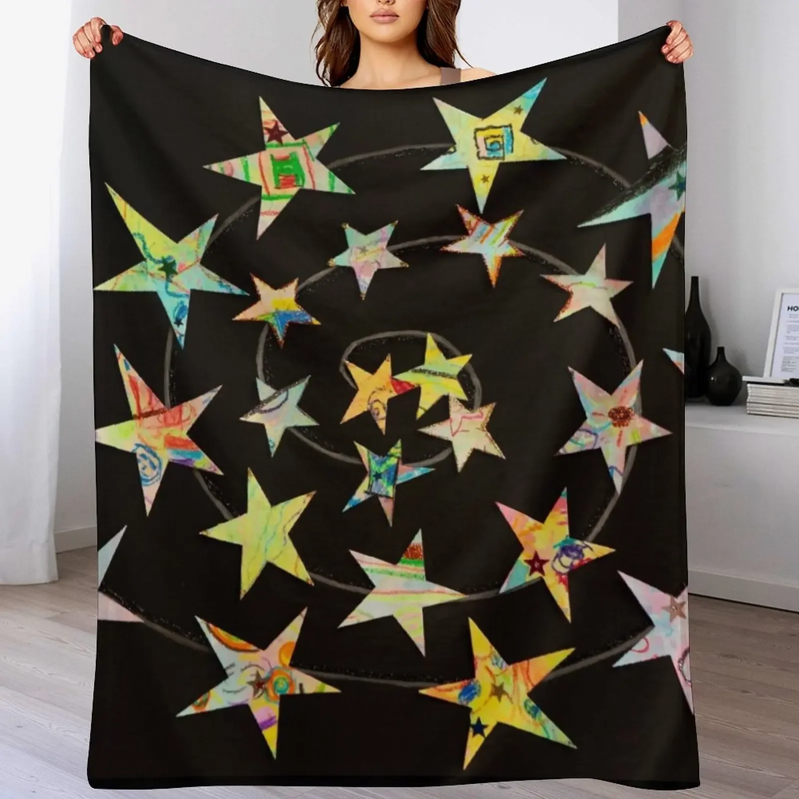 HHPS Art Show, Class 2B, Watercolour and Wax Paper Collage: Follow Your Star Throw Blanket Heavy Warm Extra Large Throw Blankets