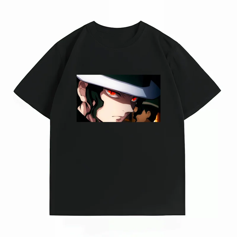 Bandai Demon Slayer Muzan Kibutsuji Close-Up Print T-shirt Casual Short Sleeve Cotton Anime Streetwear Men's T-shirt
