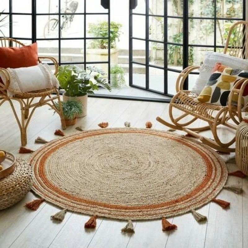 Jute Woven Multi Size Woven Hemp Rope Round Rug Round Rug Kids Room Kids Bedroom 5x5 Ft