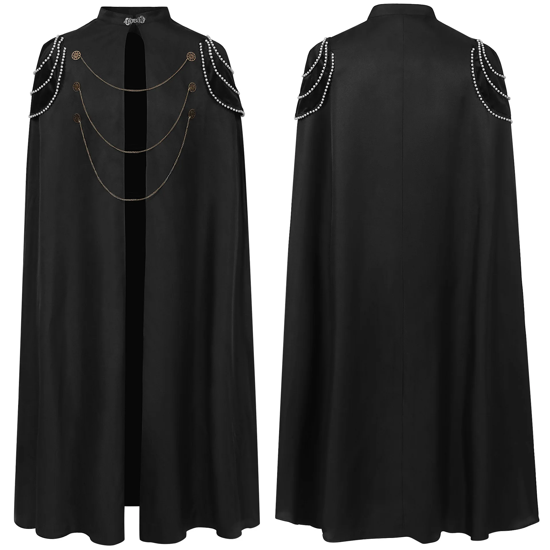 Herren Halloween Cosplay Kostüm Steampunk Red Cape Metall kette mittelalter lichen Ritter schwarzen Umhang viktoria nischen königlichen Mantel