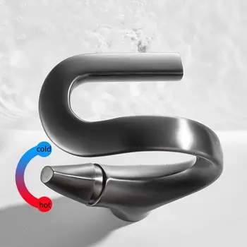 Vodovodní kohoutky ve tvaru S, mosazné koupelnové umyvadlo, vodopád, směšovací baterie pro teplou a studenou vodu s jednou rukojetí, jeřáb, chromovaná směšovací baterie 10 nejlepší prodej sanitární keramika s kohoutkem - №7