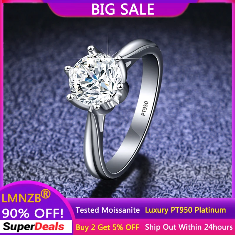 

LMNZB PT950 Platinum Ring GRA Certified 1CT D Color Moissanite Ring Wedding Ring Marriage Proposal Engagement Wedding Jewelry