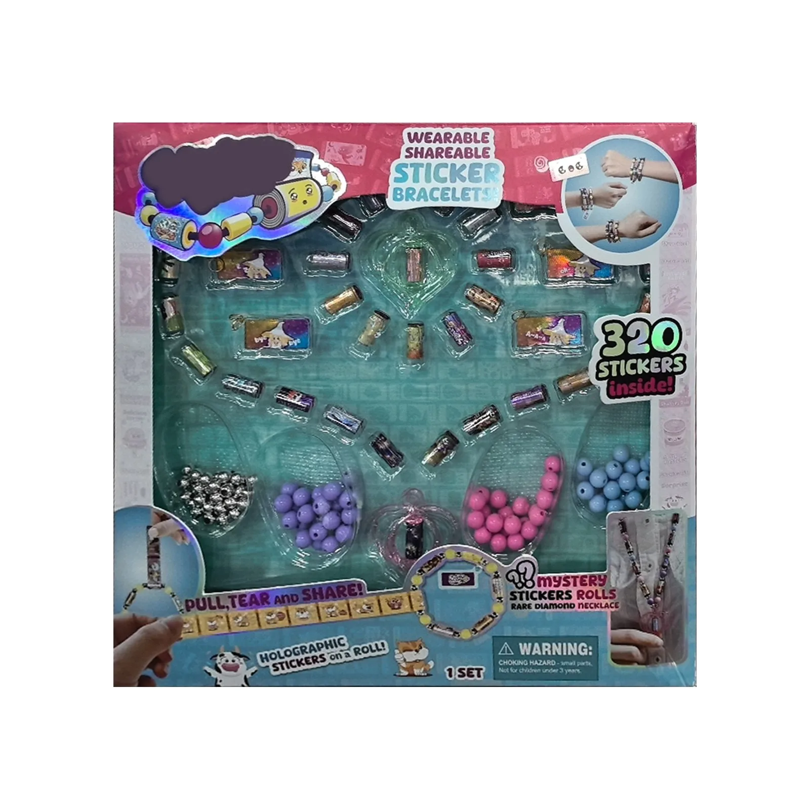 Pegatinas de pulsera creativas para niñas, pulsera con cuentas, juguete de pegatinas hecho a mano, Kit de pegatinas de pulsera con cuentas DIY, joyería artesanal para niñas