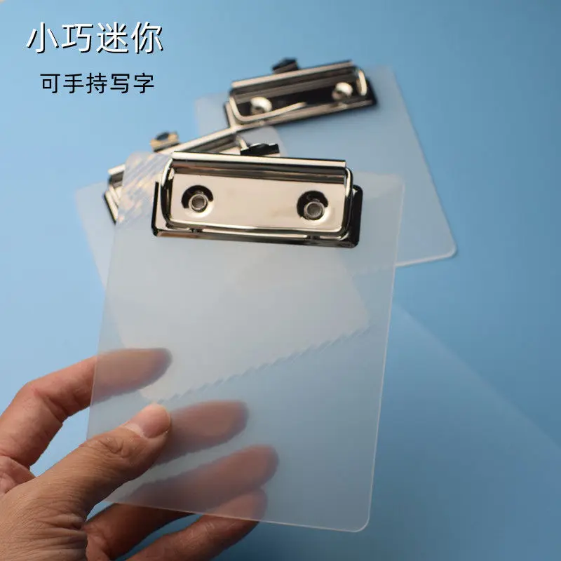 Mini Clipboard Transparent Portable Small Board Clip Student Pocket Memo Clip Folder Board plastic Office Supplies