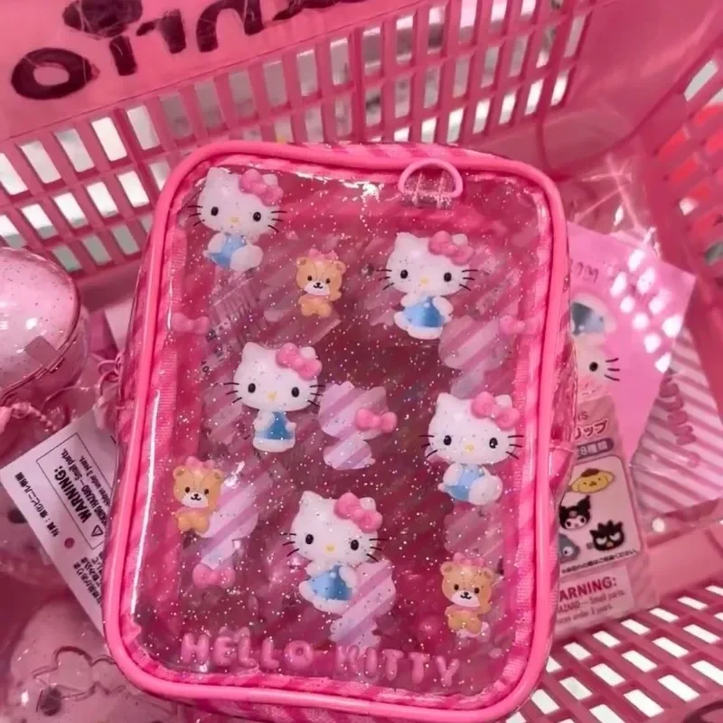 Doce sanrio olá kitty kuromi anime kawaii bolsa de mão bonito dos desenhos animados cinnamoroll saco de armazenamento de maquiagem ins presentes de moda para meninas