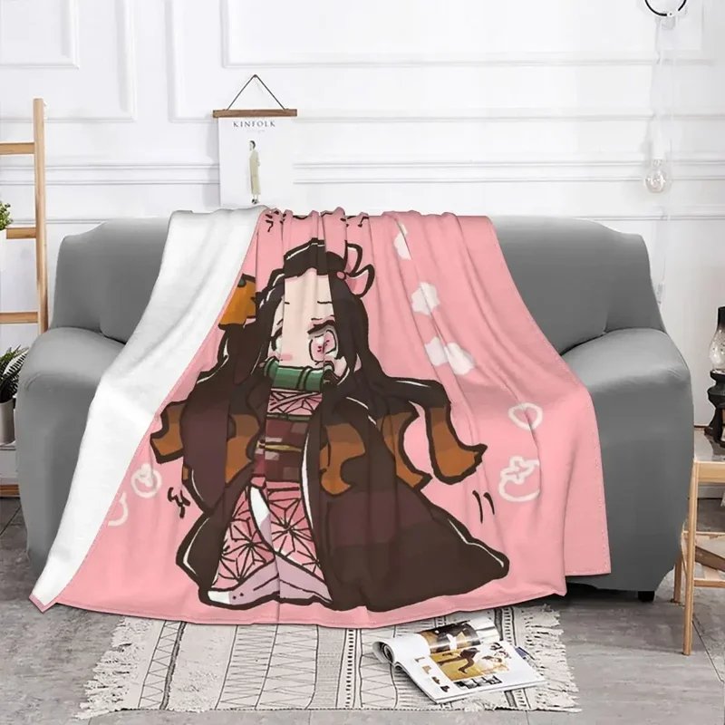 Demon Slayer Anime Blanket Cover Flannel Kamado Nezuko Devil's Blade Super Warm Throw Blanket for Home Couch Bedspread