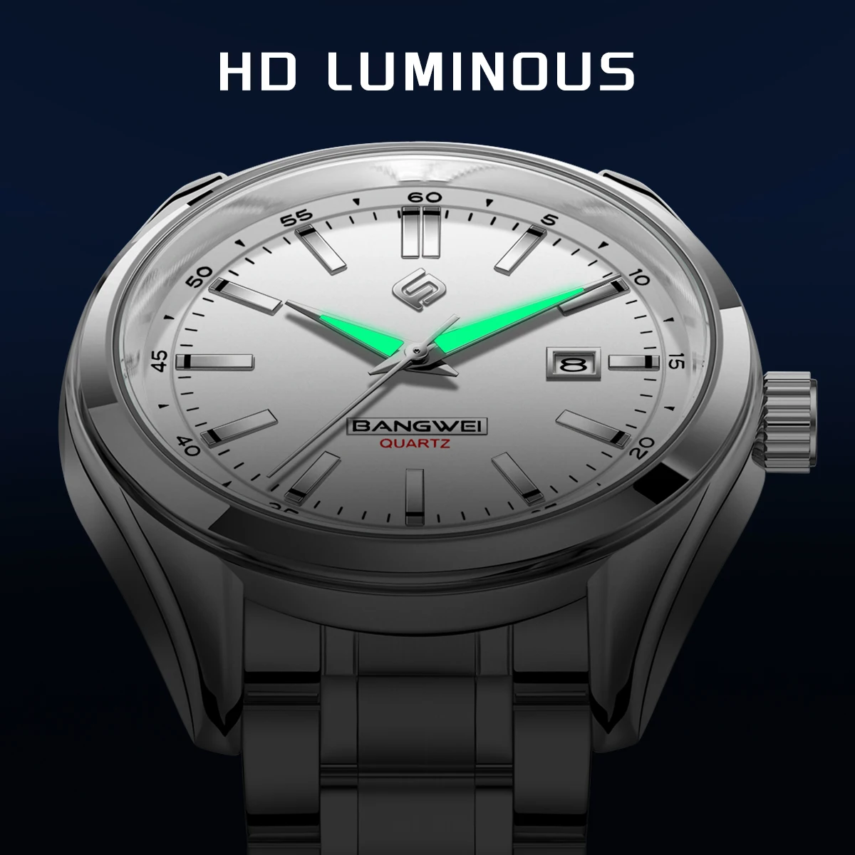 BangWei New Luxury Quartz Men Watch 30ATM Waterproof Stainless Steel Date Clock Sport Wristwatches Sports Diving Watch for Men