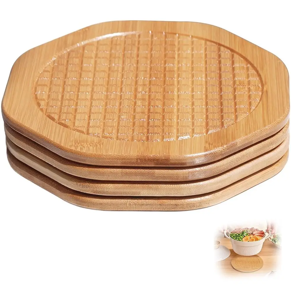New 7.5 Inch Bamboo Trivets Thick Heat Resistant Large Coaster Kitchen Essentials for Table & Countertop