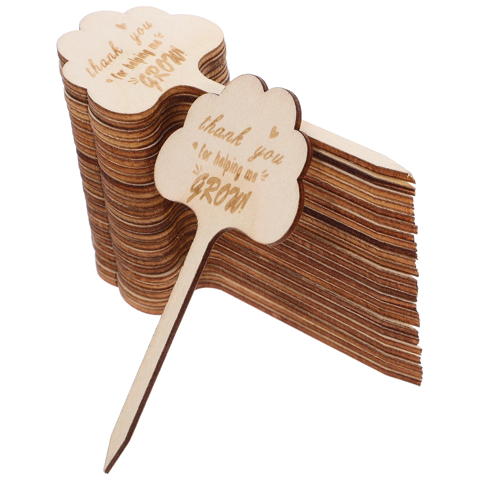 25 قطعة من علامات النباتات الخشبية المصنوعة من الخيزران علامات الحديقة شكرًا لك على المساعدة في نمو ملصقات زهور عشبية عصارية أوتاد قابلة للكتابة