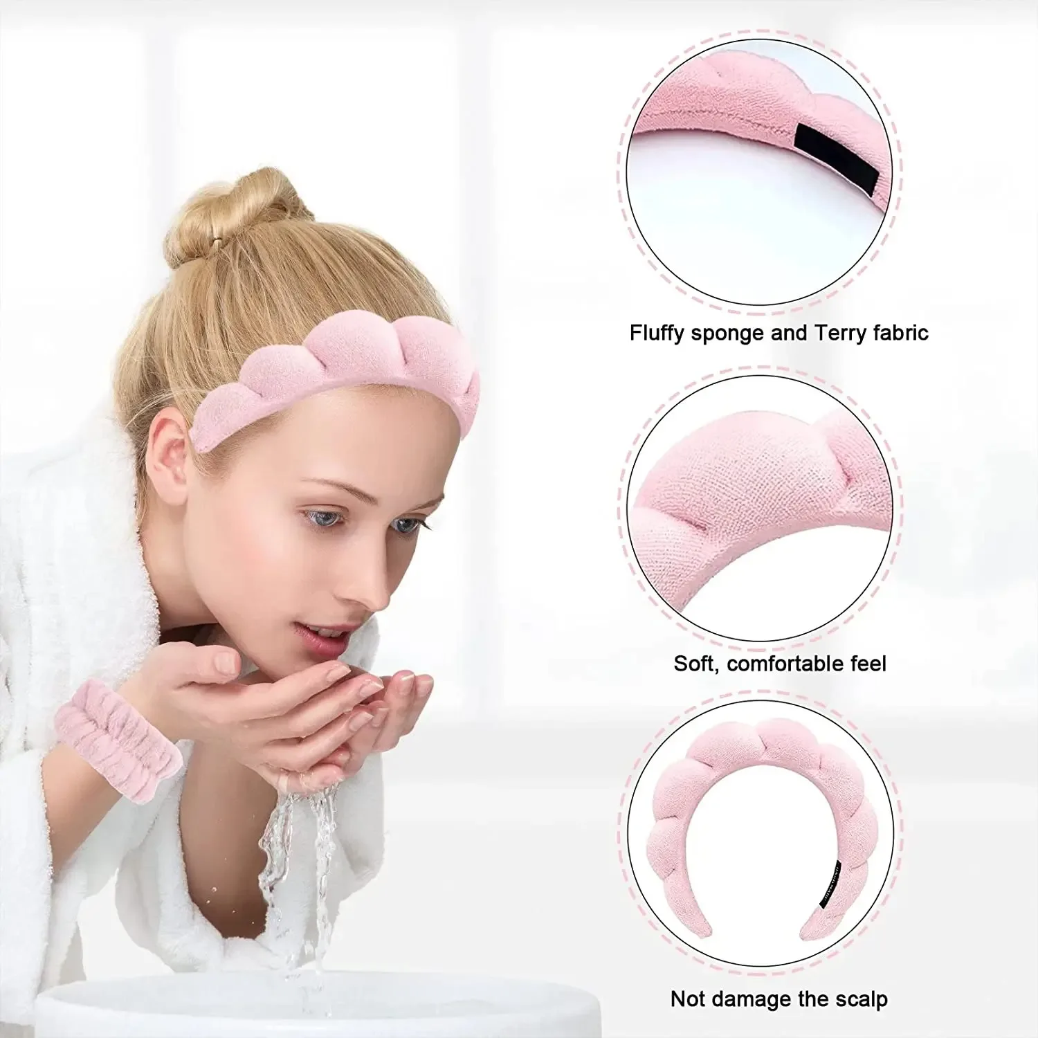 

Hair Band Wash Face Shower Cloud Sponge Hair Band Makeup Removal Band Hair Bubble Soft Headband Popular in Europe and America