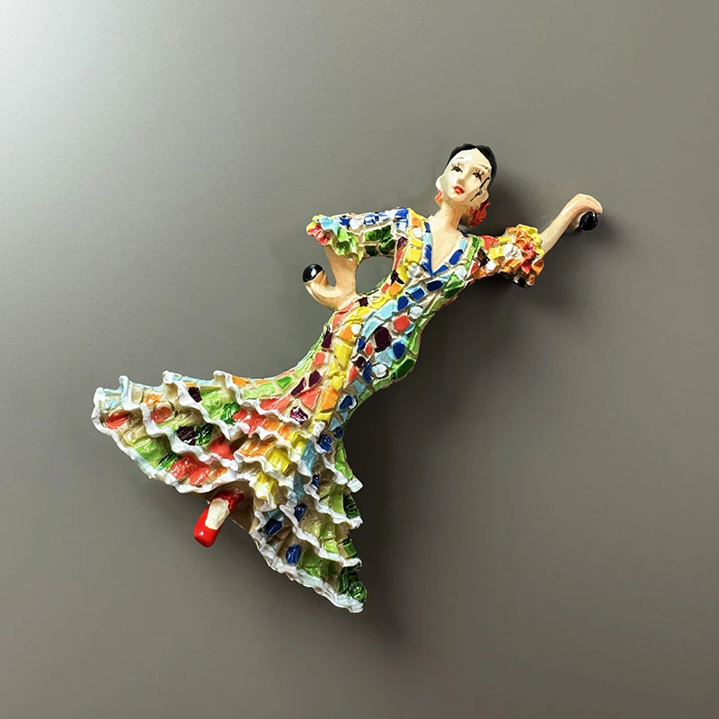 Flamingo Dancer Adornment in Barcelona, Spain Tourism Memorial Fridge Magnet Accompanying Ceremony