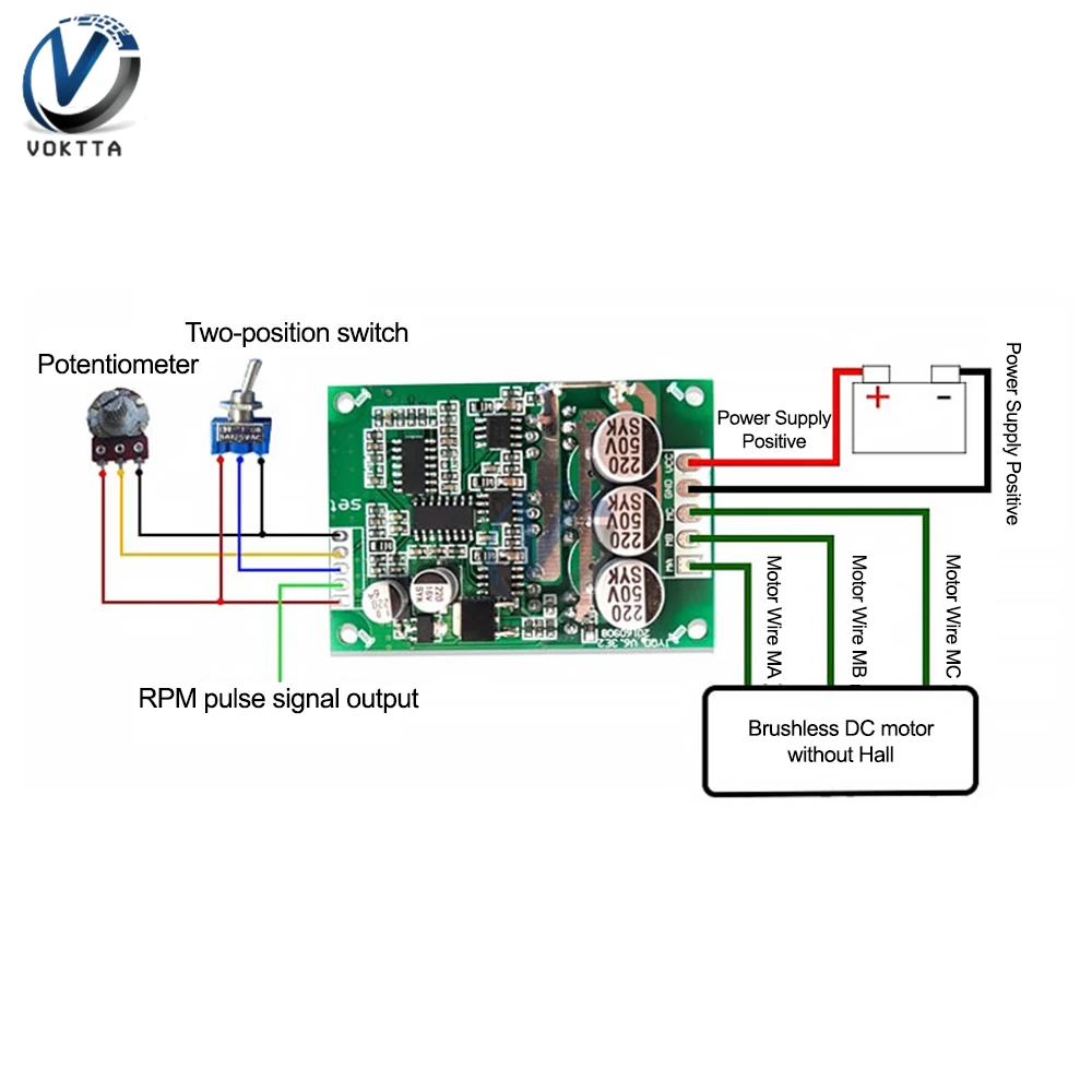 DC12-36V Brushless Motor Controller Hall Motor Driver Board 500W High Power Motor Speed Control Board Speed Regulator Module