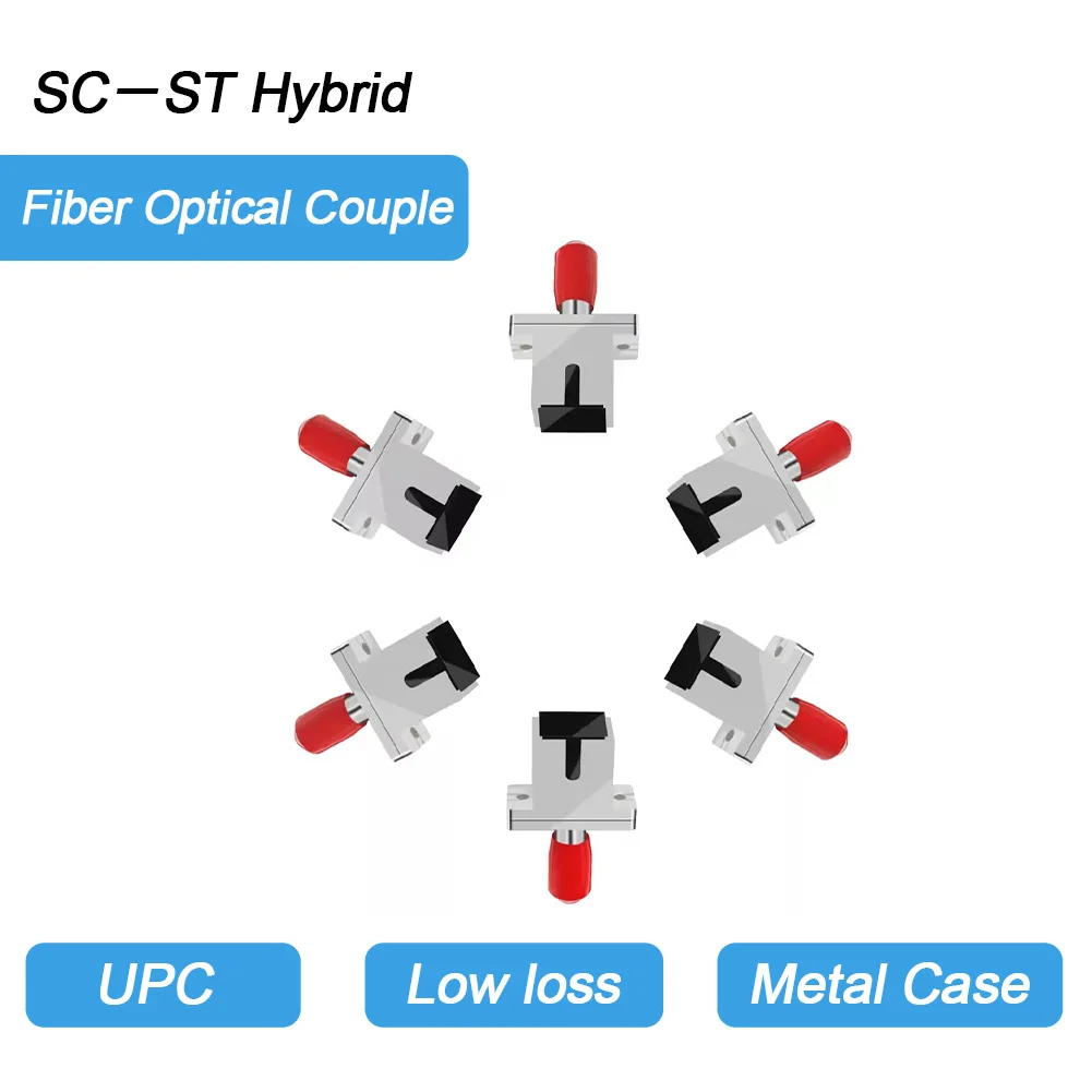 

6-Pack SC to ST/SC/FC/LC Fiber Optic Coupler with Flange, Simplex UPC Metal Hybrid Fiber Adapter