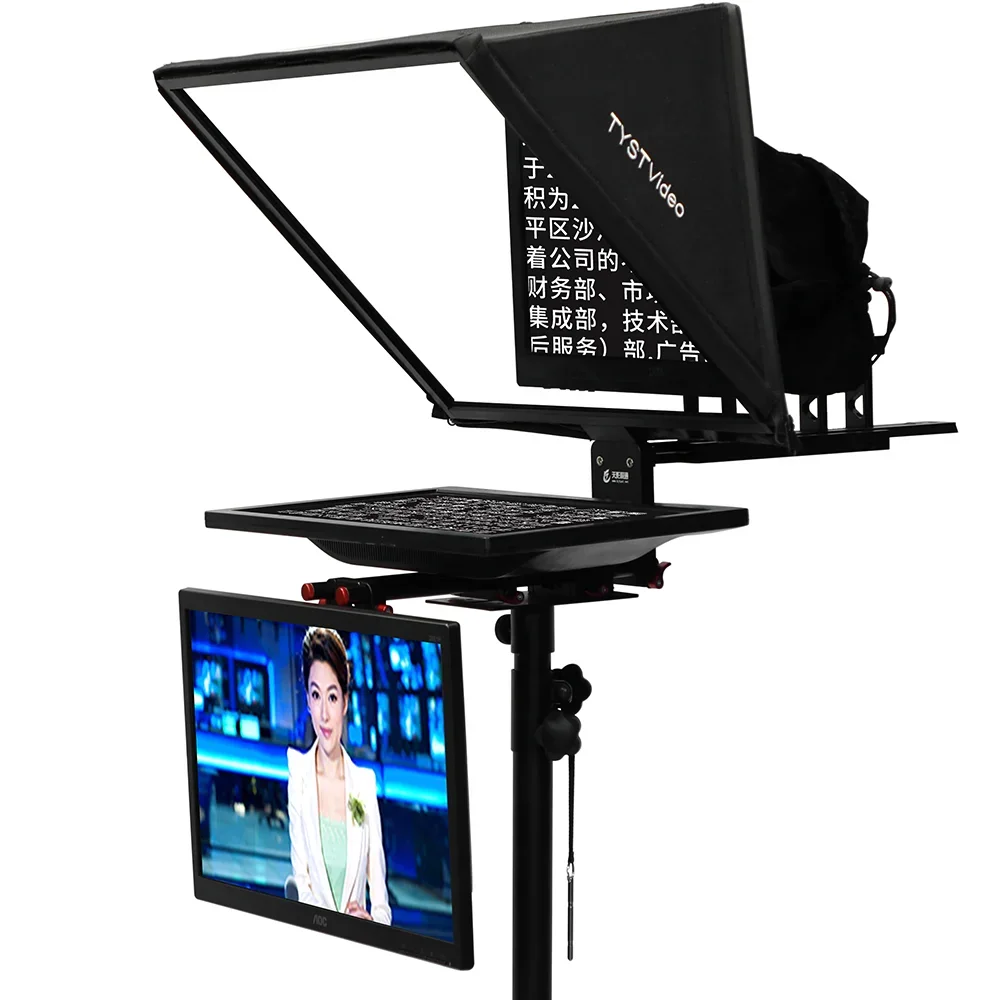 TYSTVideo อุปกรณ์ออกอากาศวิทยุ Teleprompter 24 นิ้ว Monitor mini teleprompter แบบพกพาพร้อมรีโมทคอนโทรล