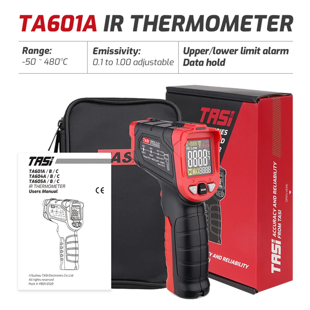 

TA601A TA601B TA601C Digital Infrared Thermometer Laser Positioning Temperature Meter LCDLight Alarm Meter