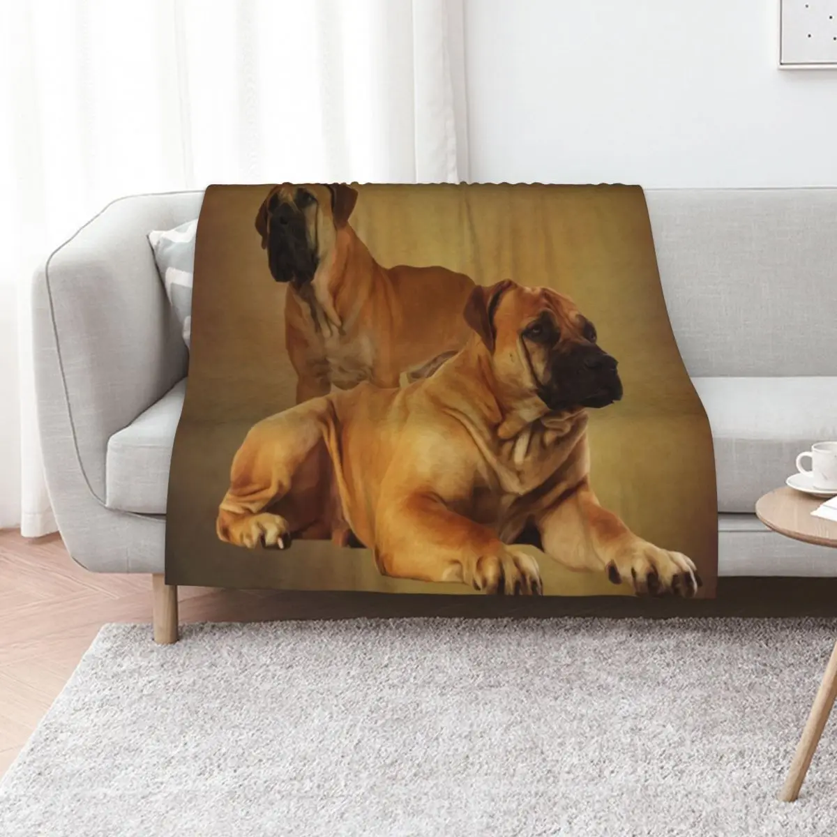 Manta de Peluche Suave y Cálida con Diseño de Boerboel - Mastín Sudafricano para Sala de Estar