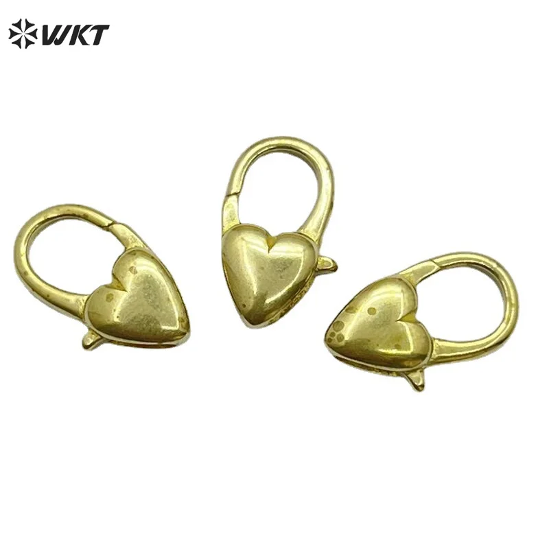 WT-JFE140 Women Fashion Lobster Connector Clasp Gold Color Electroplated Unique Heart Design For Jewelry Necklace DIY