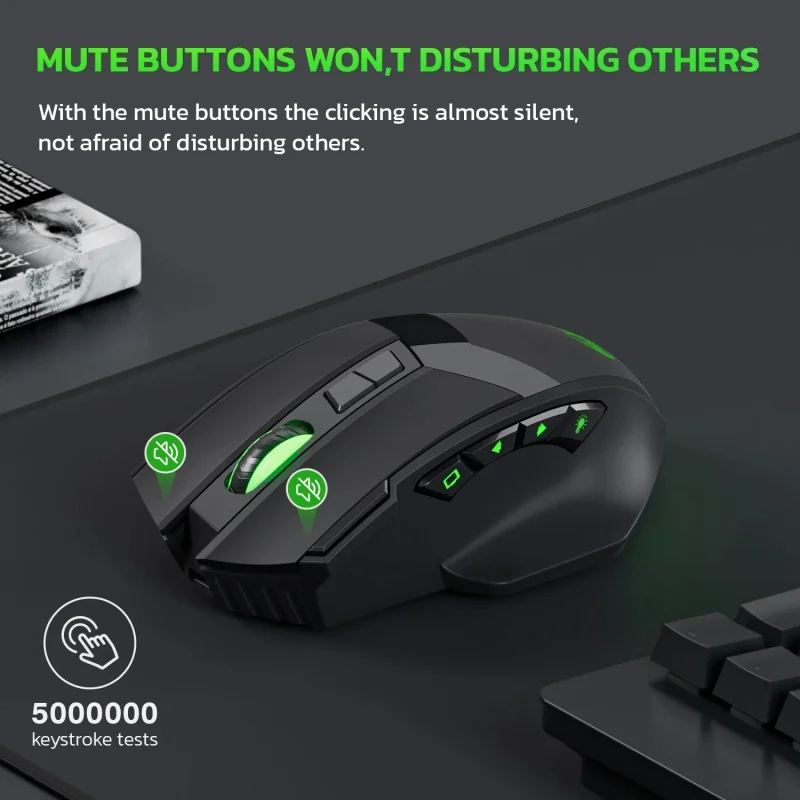 Dual Mode Mechanische Maus 5,1 + 2,4G Drahtlose Bluetooth Maus Tragbare Wiederaufladbare Maus 4800DPI Ergonomische Computer Gaming Maus – Detail 5