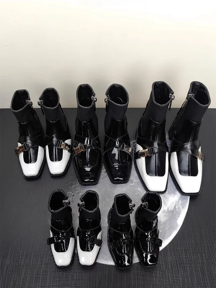 BJD Doll Shoes For 1/4 1/3 Popo68 75cm Doll Black Red White Pu-leather Shoes Boots Doll Accessories (No Dolls)