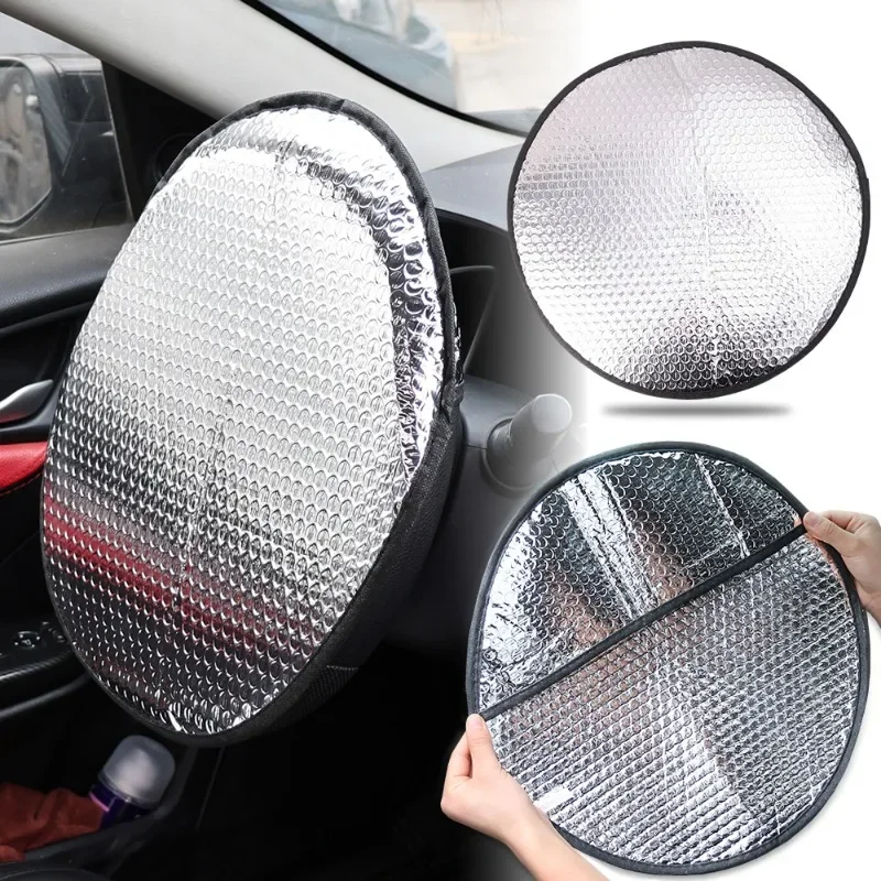 Car Steering Wheel Cover 40cm Auto Truck Steering Wheel Summer Sunscreen Cooling Thermal Protection Aluminum Foil Sunshade Cover