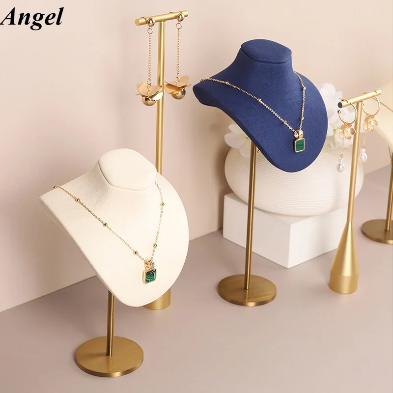Luxury Velvet Jewelry Display Stand, Multi-layer Necklace Earring Ring Holder Organizer, for Shop Counter Window Display Photo P