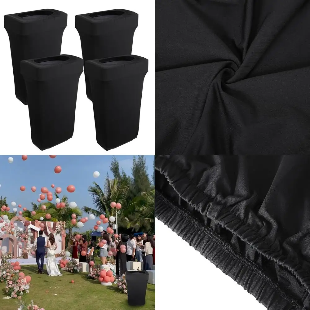 

Set of 4 Black Spandex Outdoor Trash Bin Covers, Stretchable Decorative Waste Bin Covers for 23 Gallon Kitchen Cans
