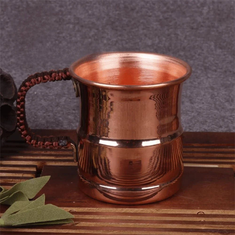 Weave Handle Moscow Water Mule Thickened Design 400ml Capacity Pure Copper Mug Tableware Grade Handcrafted Copper Milk Mug