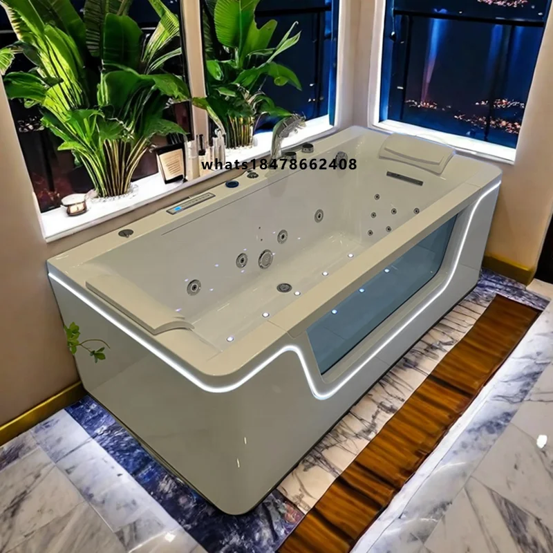 Newest whirlpool Acrylic Massage Jacuzi Bathtub Bath Freestanding Hydromassage  with Waterfall