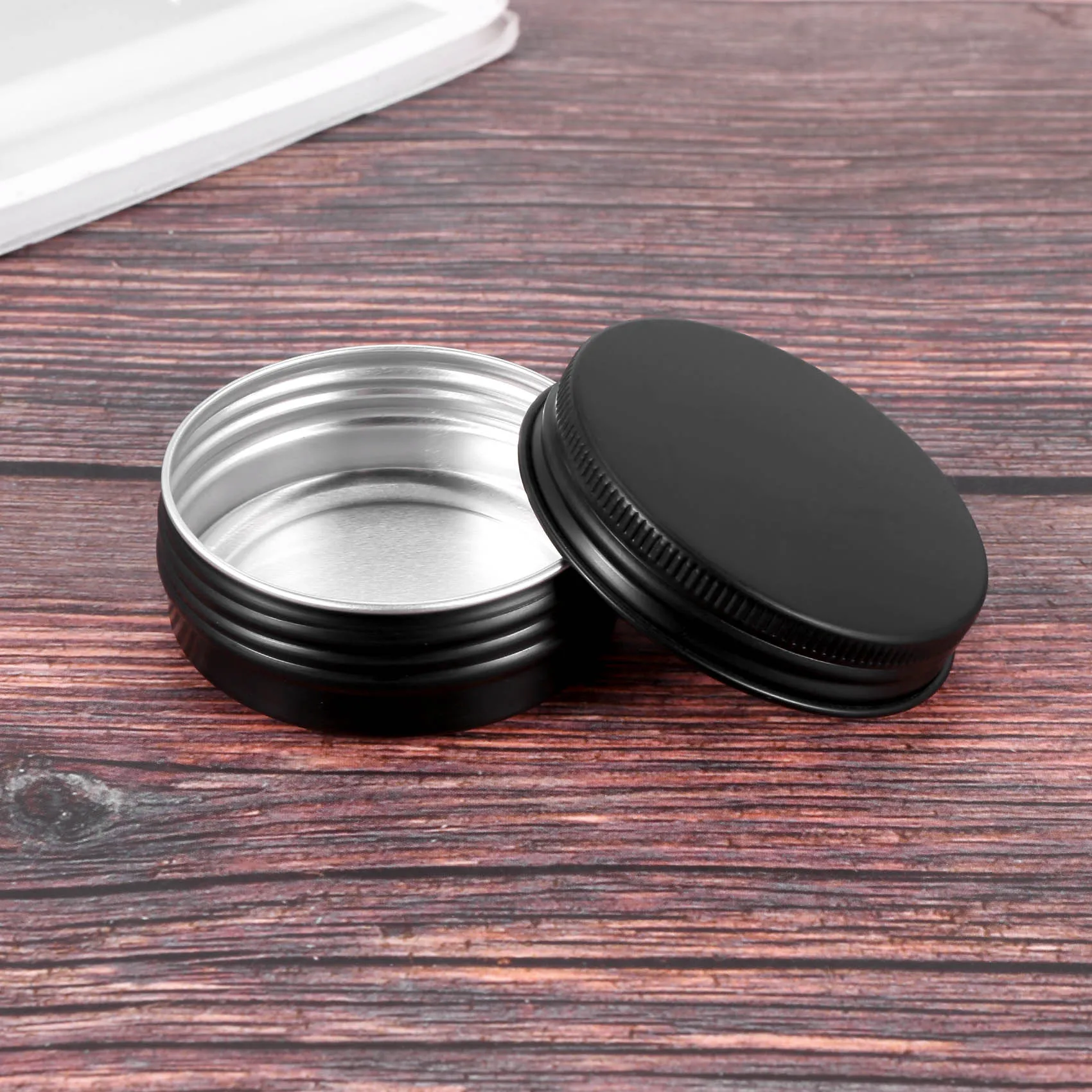 ETRT 12Pcs 1Oz Black Aluminum Tin Jars Round Screw Lid Containers Empty Metal Storage Cans For Organizing Cosmetic Small Jewelry