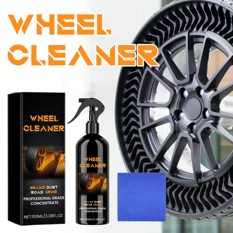 Wheel Cleaner 100ml No Scrub PH Balanced Car Rim Cleaner Long-Lasting Agent Car Detailing Solution Iron Remover Wheel Cleaner