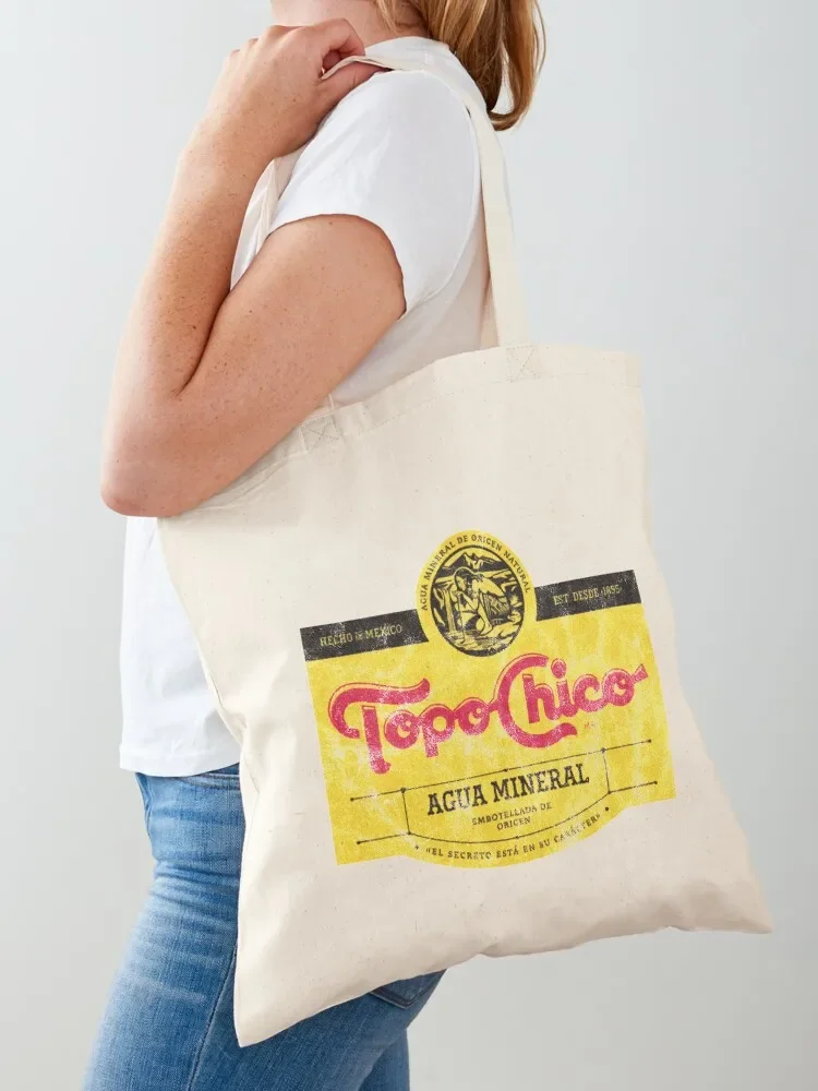 Topo Chico agua mineral worn and washed logo (sparkling mineral water) Tote Bag Lady bags hand bag ladies Canvas Tote Bag