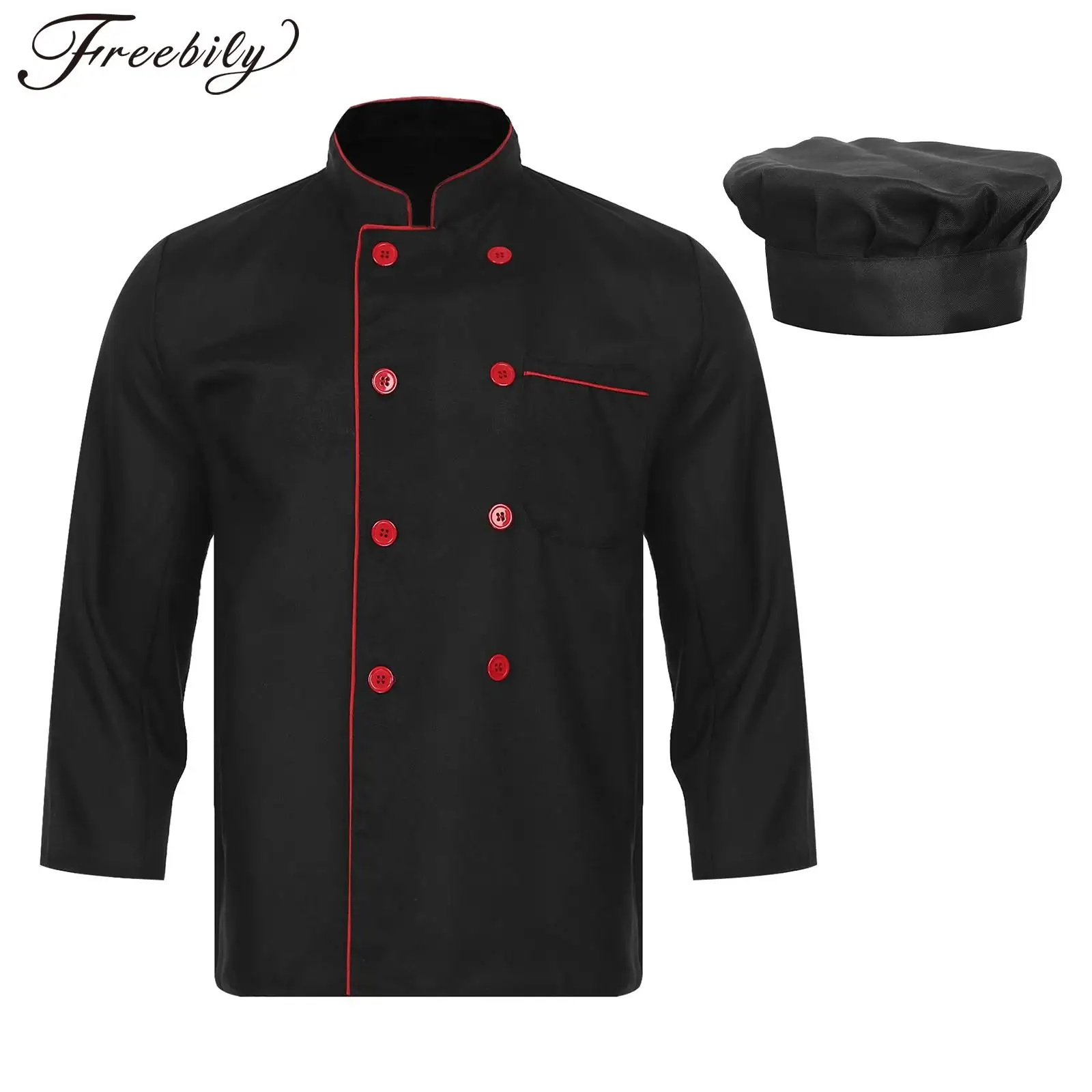 Veste de chef pour hommes et femmes, uniforme de travail de cuisine, manteau de cuisinier à col montant avec chapeau pour 73Chamonix, restaurant occidental, cantine d'hôtel