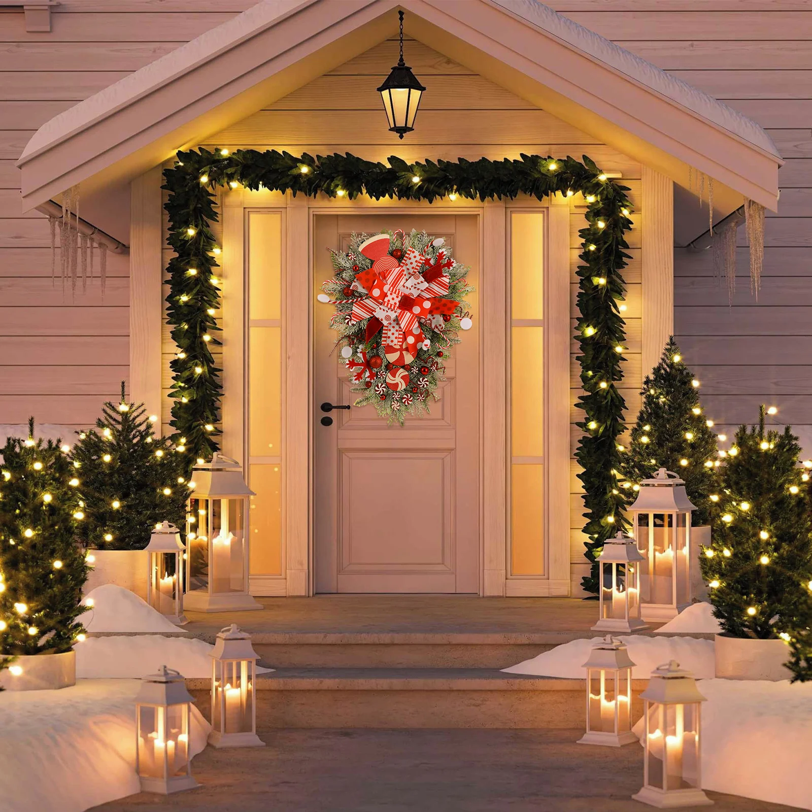 

Christmas Door Wreath Decorations Plastic Snowflake Leaves Unique Design Holiday DIY Christmas Pendant Tree