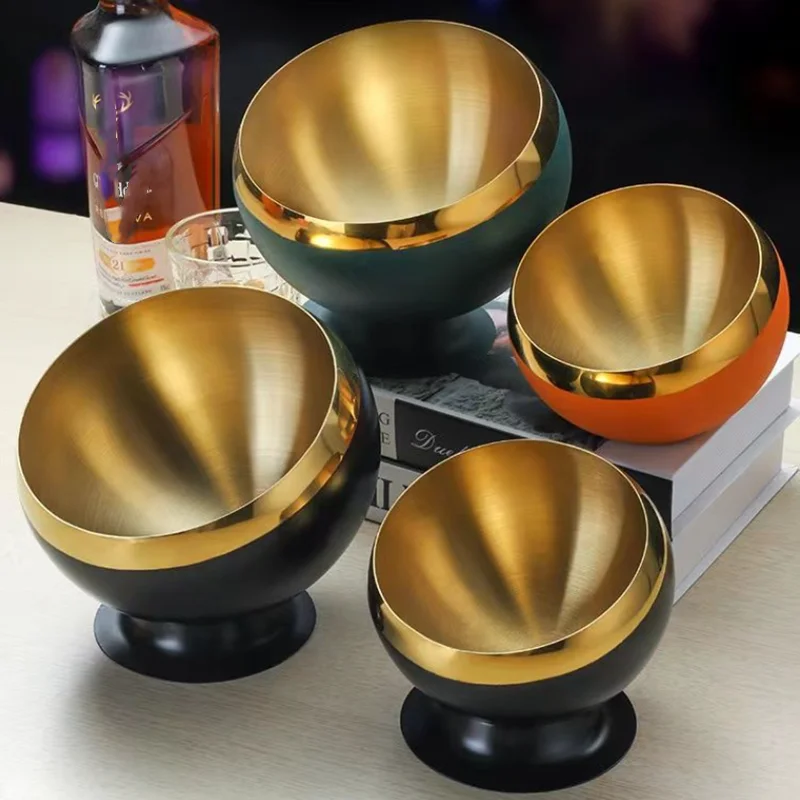 Stainless Steel Slanted Mouth Spherical Salad Bowl, Tableware, Hot Pot Buffet Sauce Bowl, Seasoning Jar, Storage Container