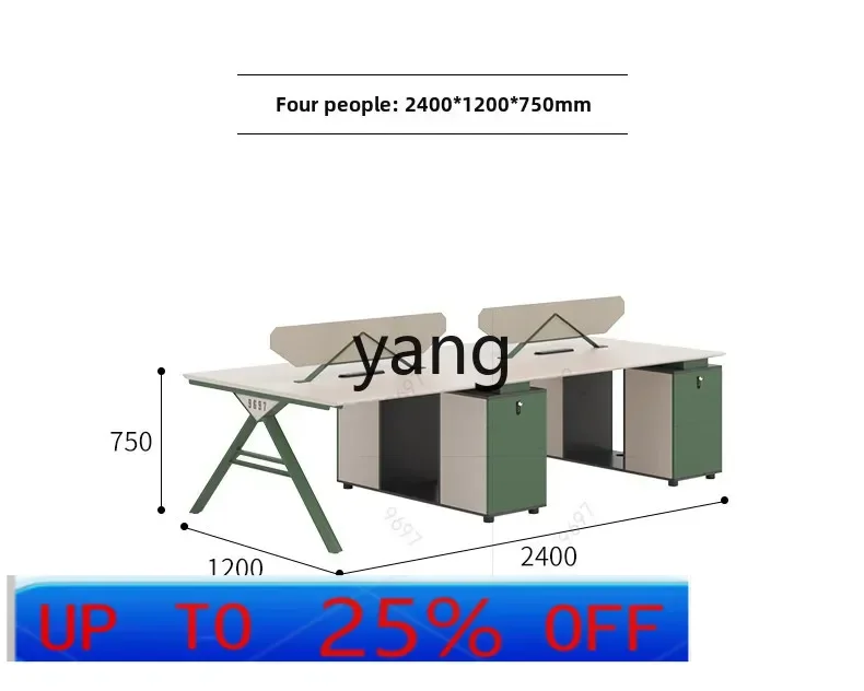 LMMstaff desk simple modern six-seat screen office desk and chair combination