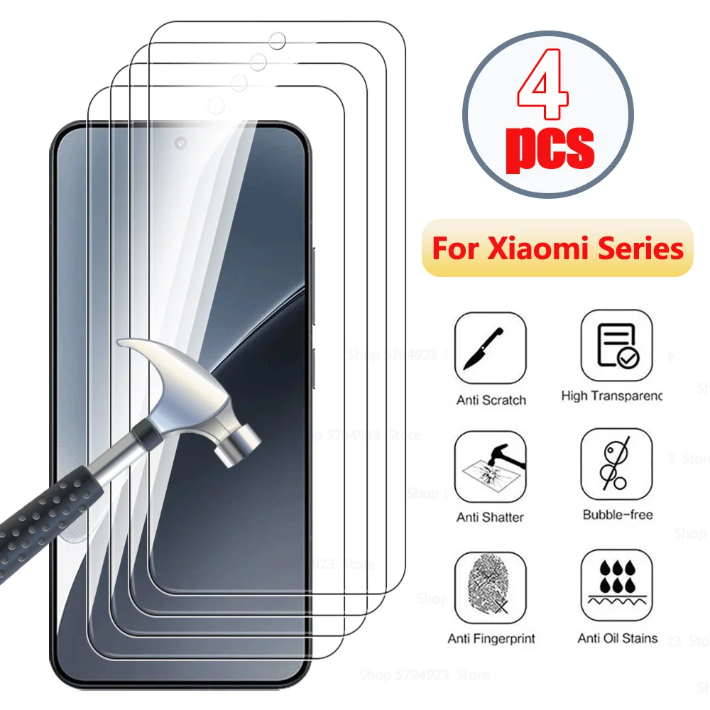 Xiaomy15 Screen Protectors 4pcs Glass For Xiaomi Mi 15 14T 13T 5G Tempered Glass Front Film Xiomi Mi15 14 13 Xiaomi14TPro 13TPro