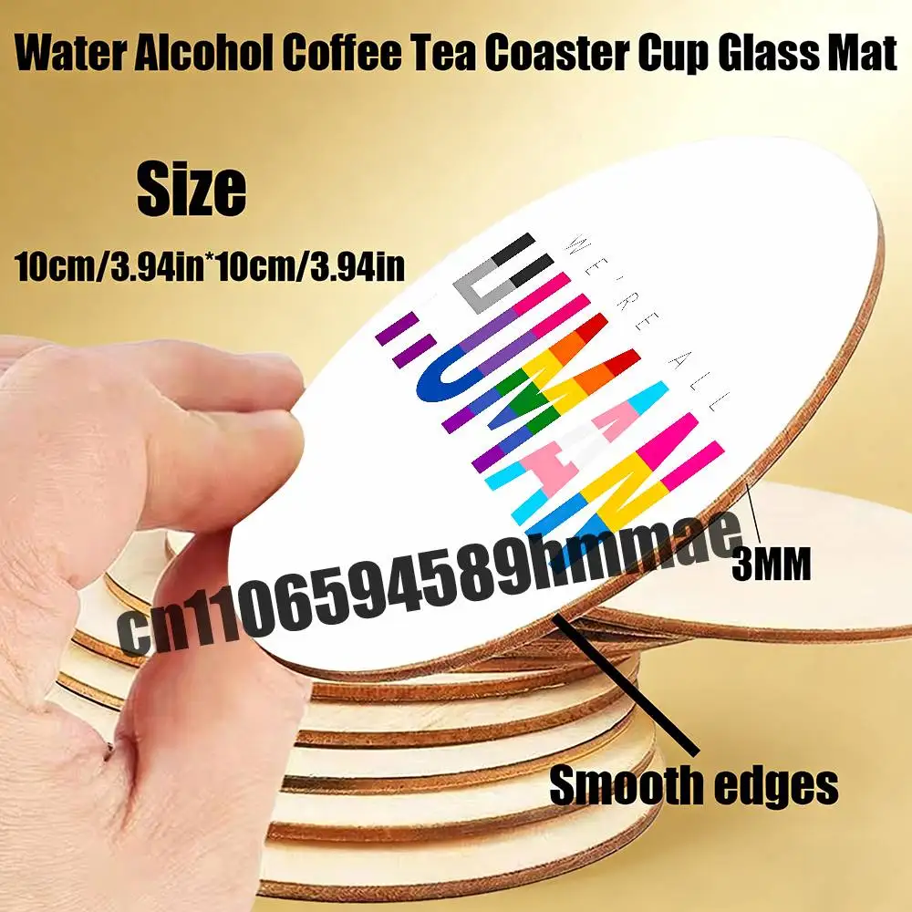 

For Human Rights Various Queer Flag Gay Pride LGBT Water Coffee Tea Coaster Cup Glass Mat 10CM Wood Round Wooden Heat Proof