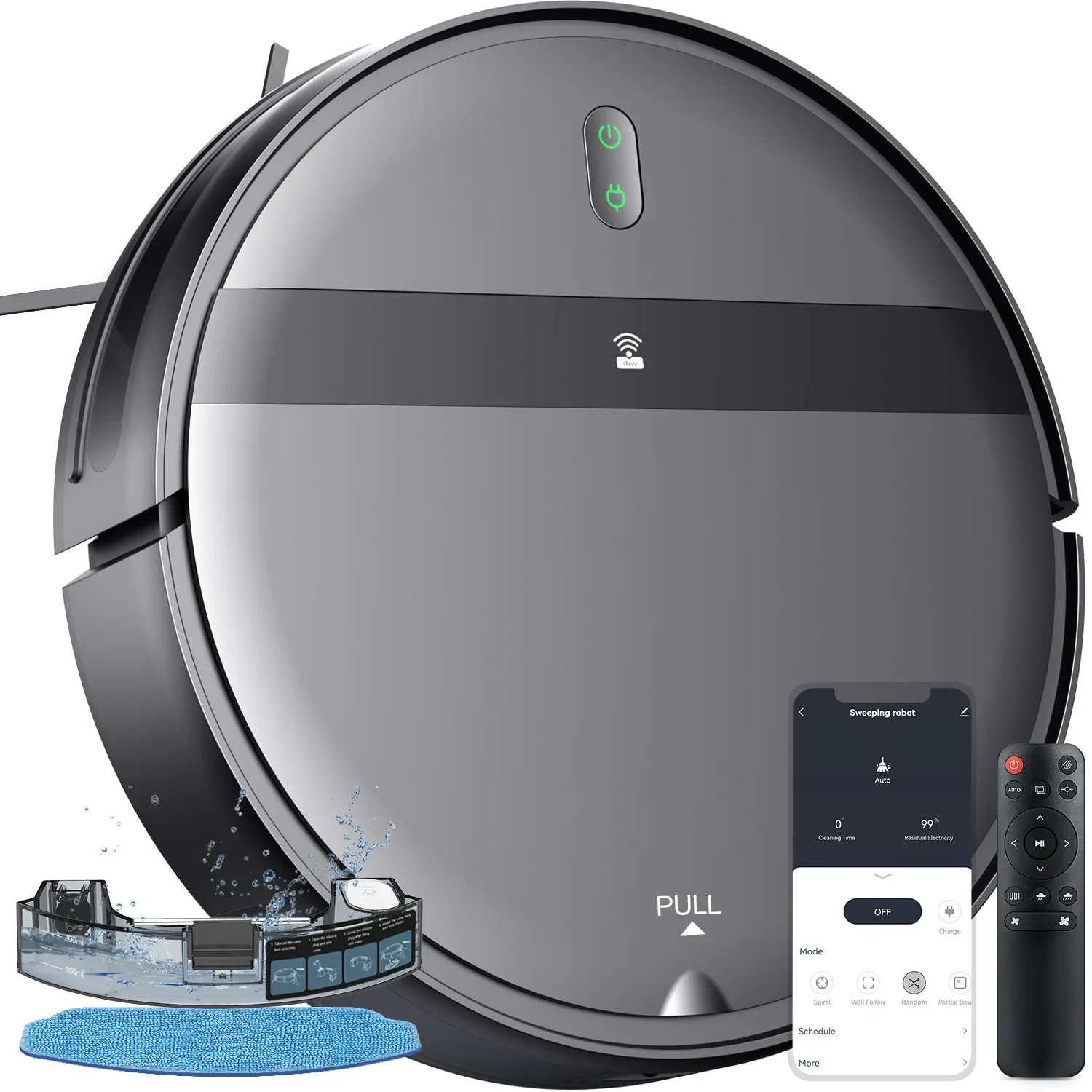 automatic recharge vacuum suction port, mobile phone remote